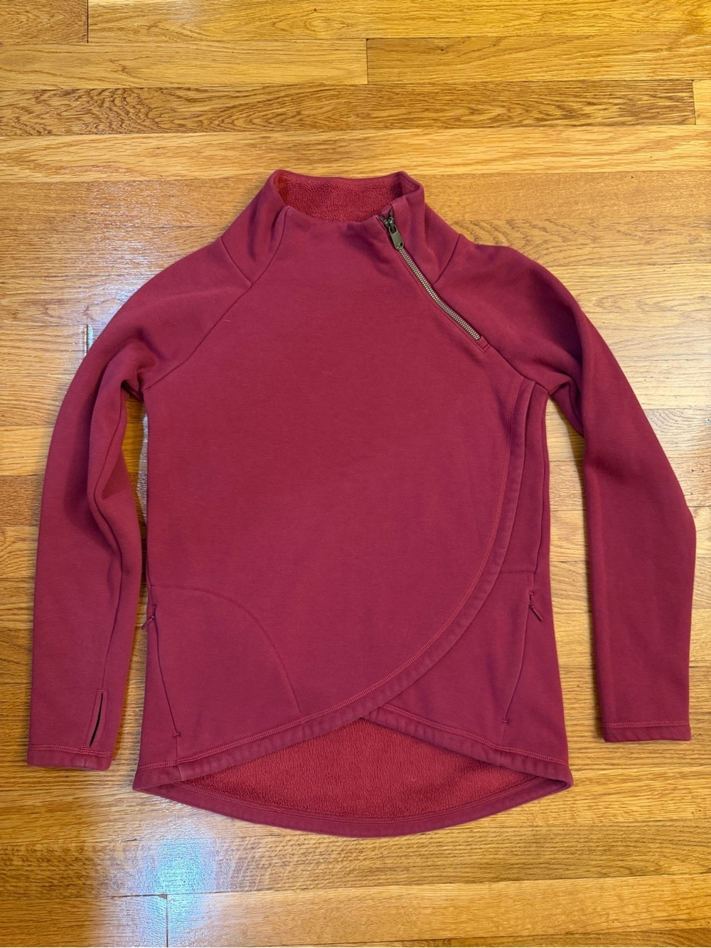 Athleta Cozy Karma Asym Pullover in Red - Size XS